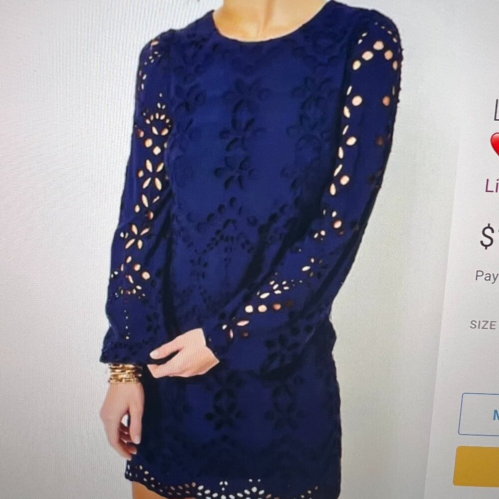NWT Lilly Pulitzer Alyna Eyelet Dress True Blue Navy Soiree Eyelet 2